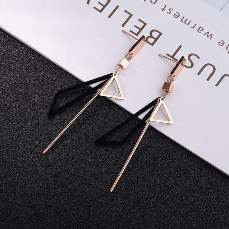 Multi Shaped Dangle Rose Gold Earrings