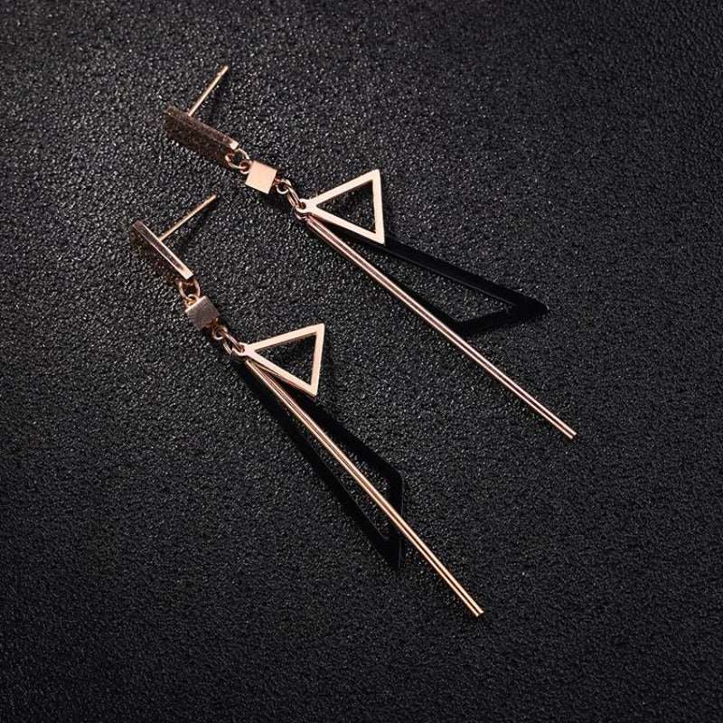 Multi Shaped Dangle Rose Gold Earrings