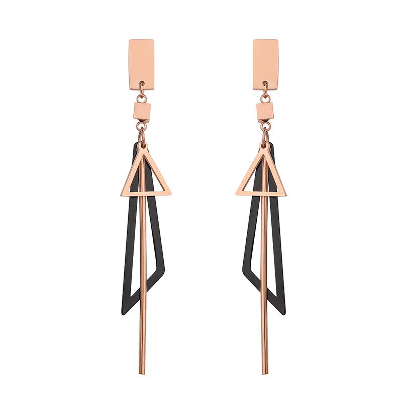 Multi Shaped Dangle Rose Gold Earrings