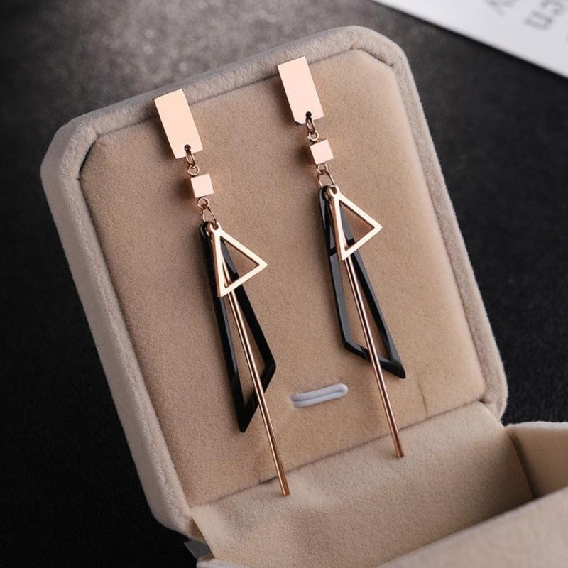 Multi Shaped Dangle Rose Gold Earrings