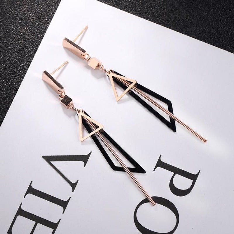 Multi Shaped Dangle Rose Gold Earrings