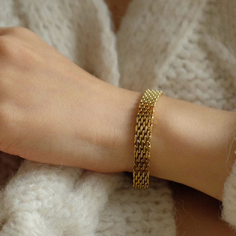 Vintage Statement Flat Mesh Chain Bracelet