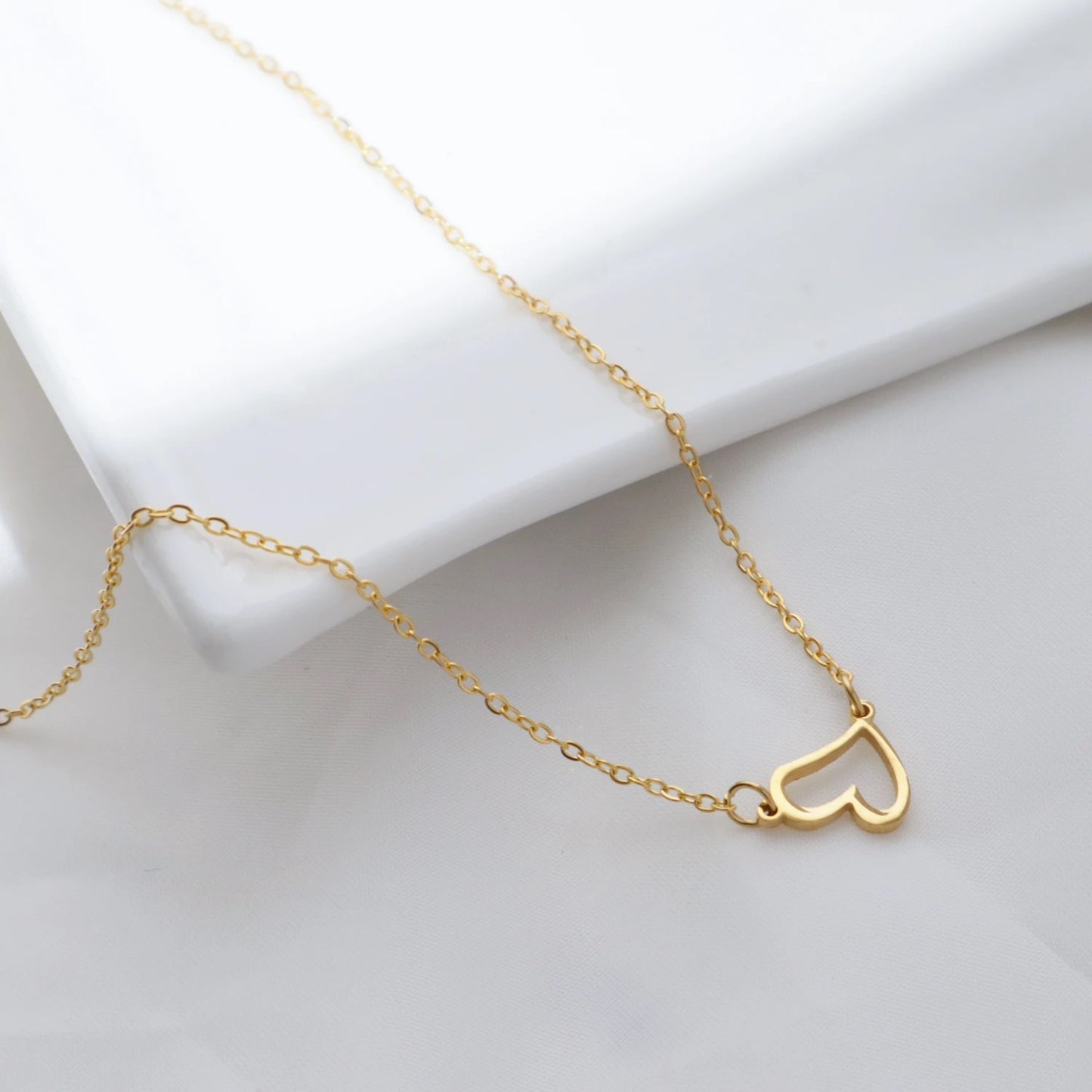 Hollow Heart18K Gold Plated Pendant Necklace