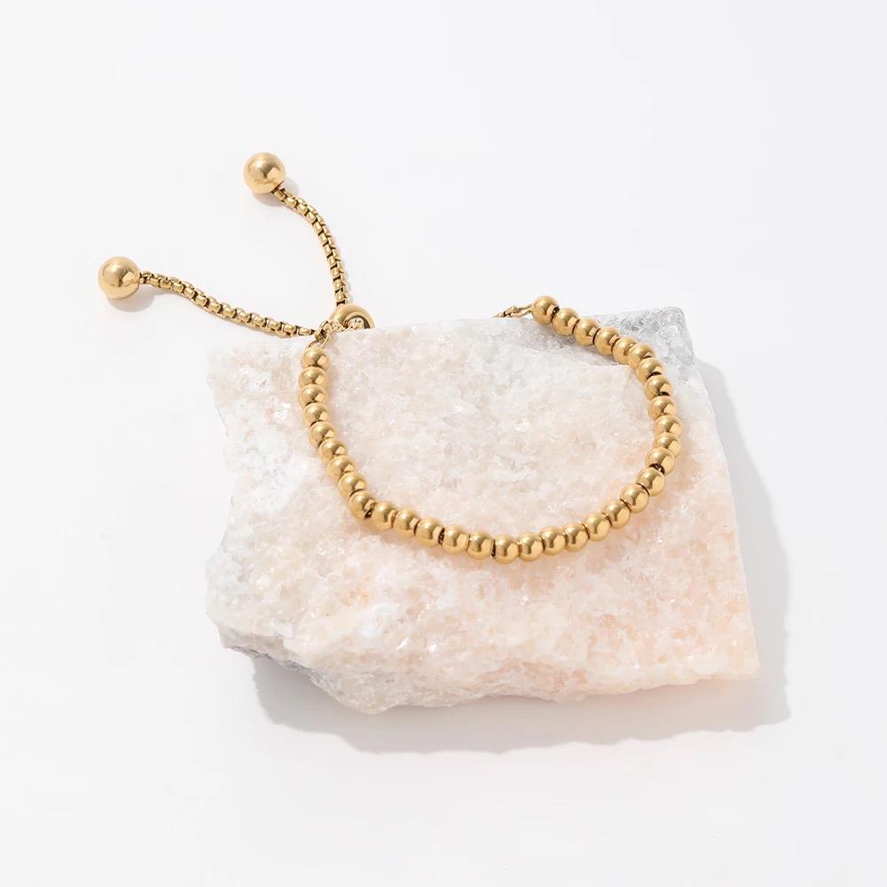 Adjustable Bead 18K Gold Plated Bracelet