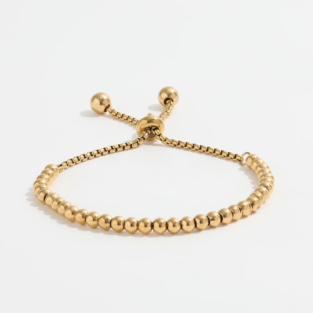 Adjustable Bead 18K Gold Plated Bracelet