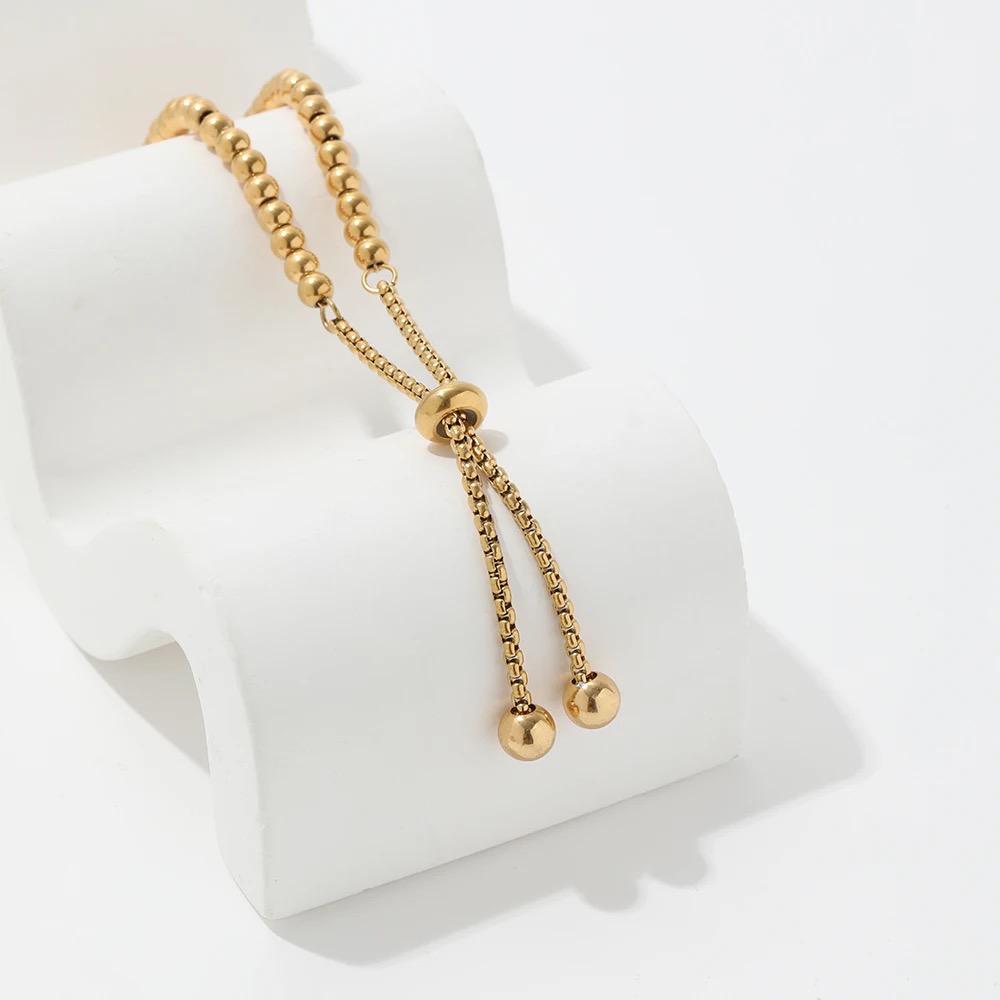 Adjustable Bead 18K Gold Plated Bracelet