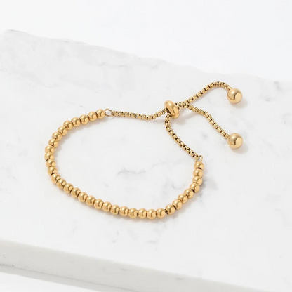 Adjustable Bead 18K Gold Plated Bracelet