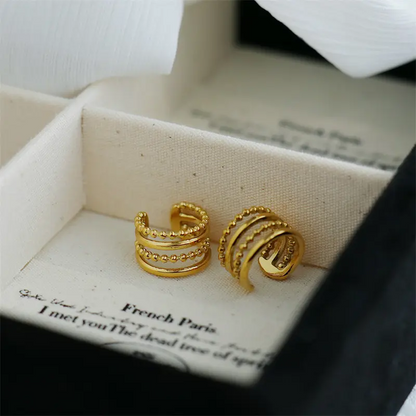 Bead Style 18K Gold Plated Cuff Earrings