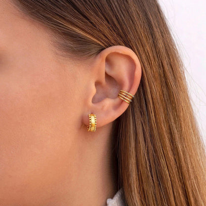 Bead Style 18K Gold Plated Cuff Earrings