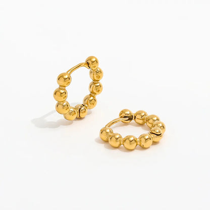 Bead Huggie Earrings | 18K Gold Plated