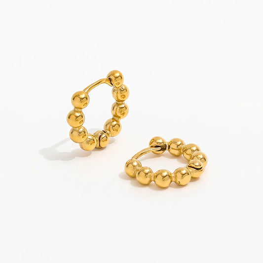 Bead Huggie Earrings | 18K Gold Plated