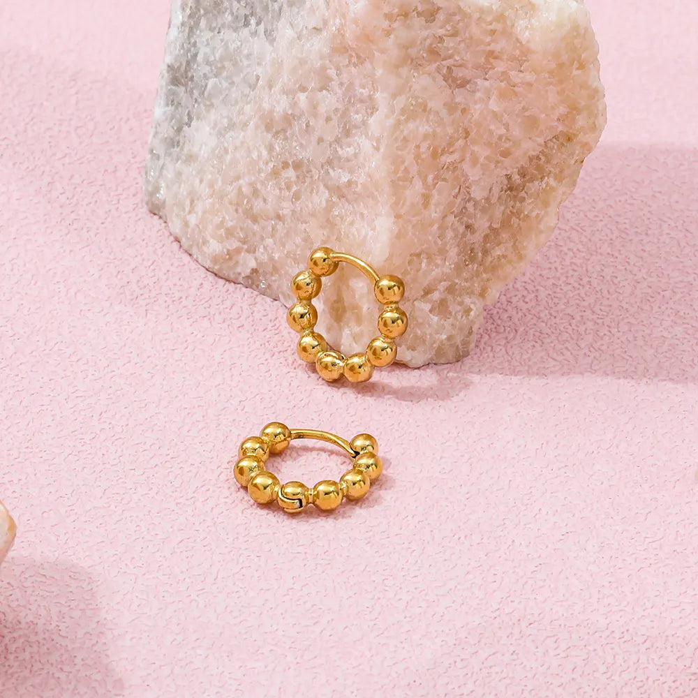 Bead Huggie Earrings | 18K Gold Plated
