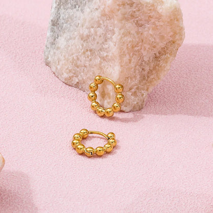 Bead Huggie Earrings | 18K Gold Plated