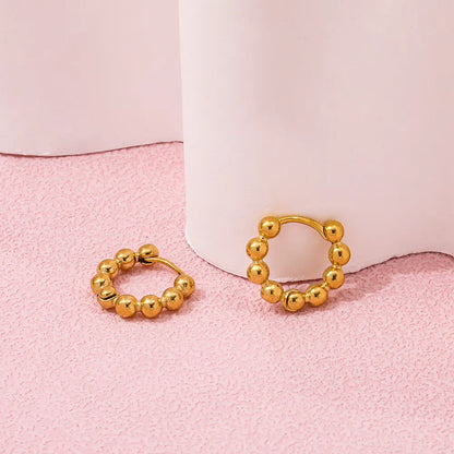 Bead Huggie Earrings | 18K Gold Plated