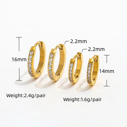 CZ Half Pave Huggie Earrings | 18K Gold Plated