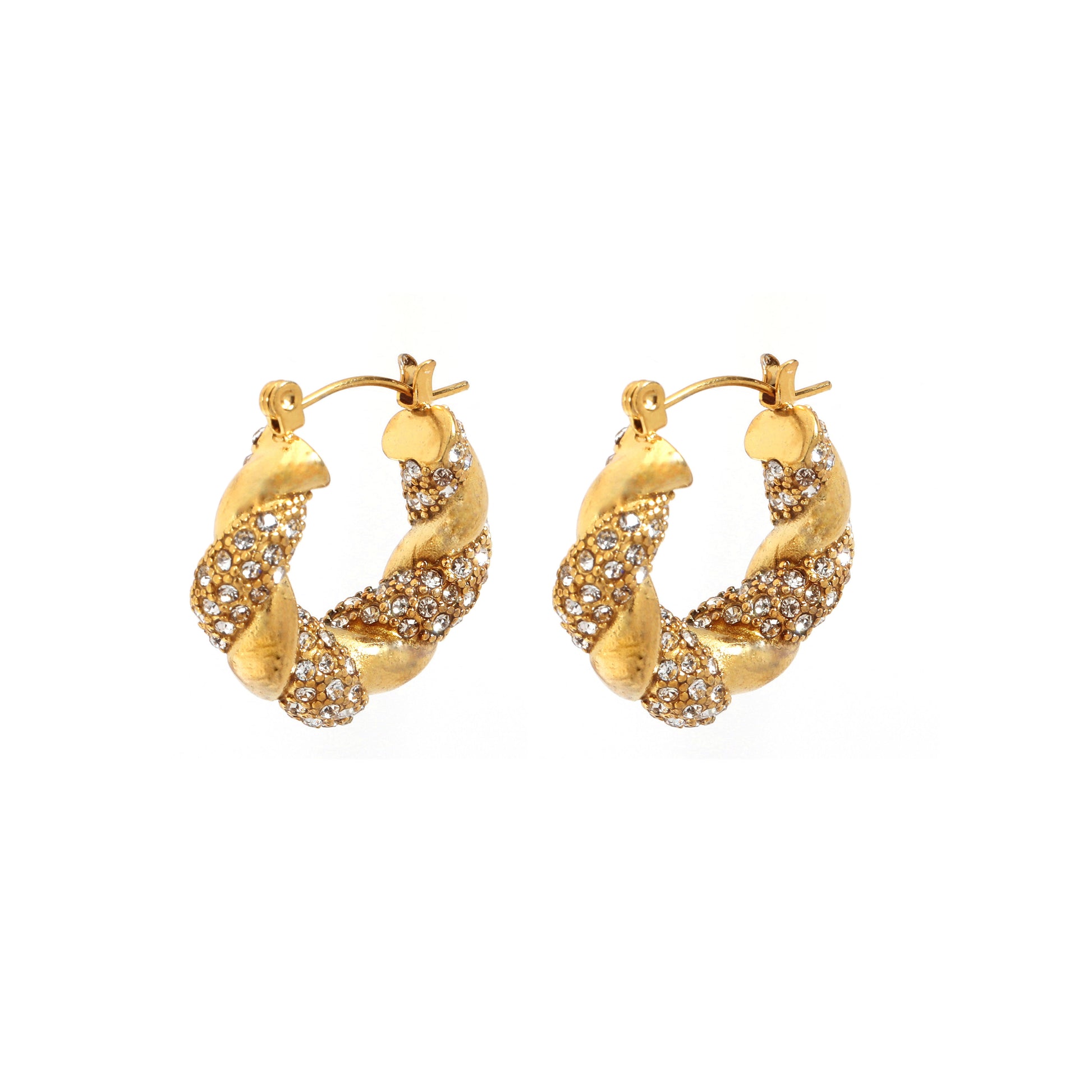 Chunky Twisted CZ Hoop Earrings