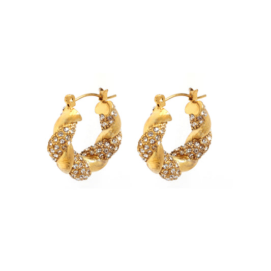 Chunky Twisted CZ Hoop Earrings
