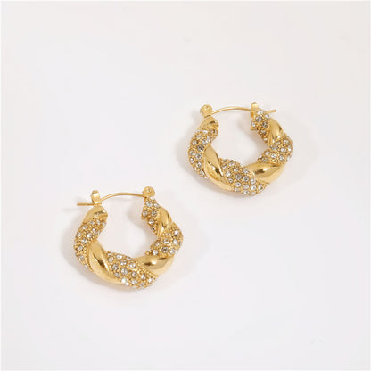 Chunky Twisted CZ Hoop Earrings