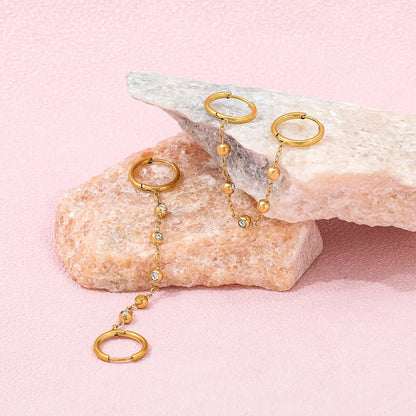 Double Hoop Chain Earrings | 18K Gold Plated