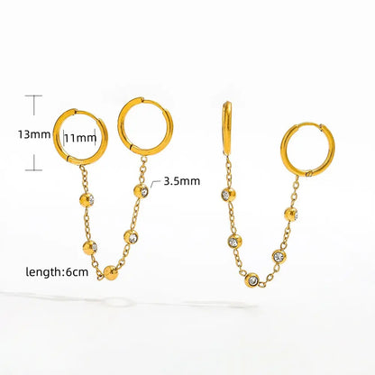 Double Hoop Chain Earrings | 18K Gold Plated