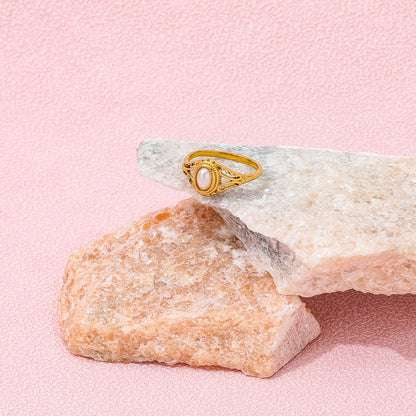 Vintage Style Pearl Ring | 18K Gold Plated