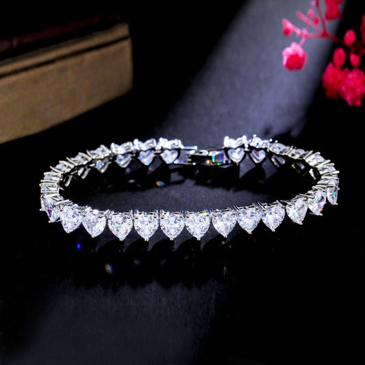 Love Heart Shape Tennis Bracelet | Cubic Zirconia