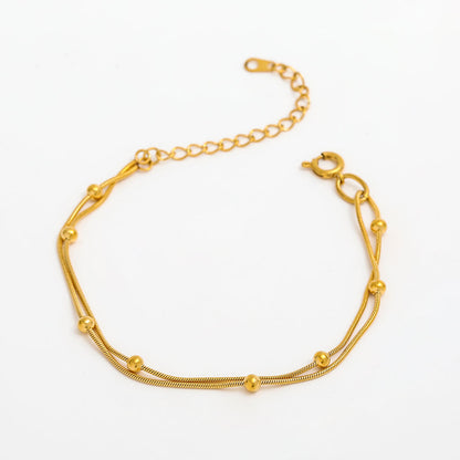 Double Layer Beads Fine Bracelet | 18K Gold Plated
