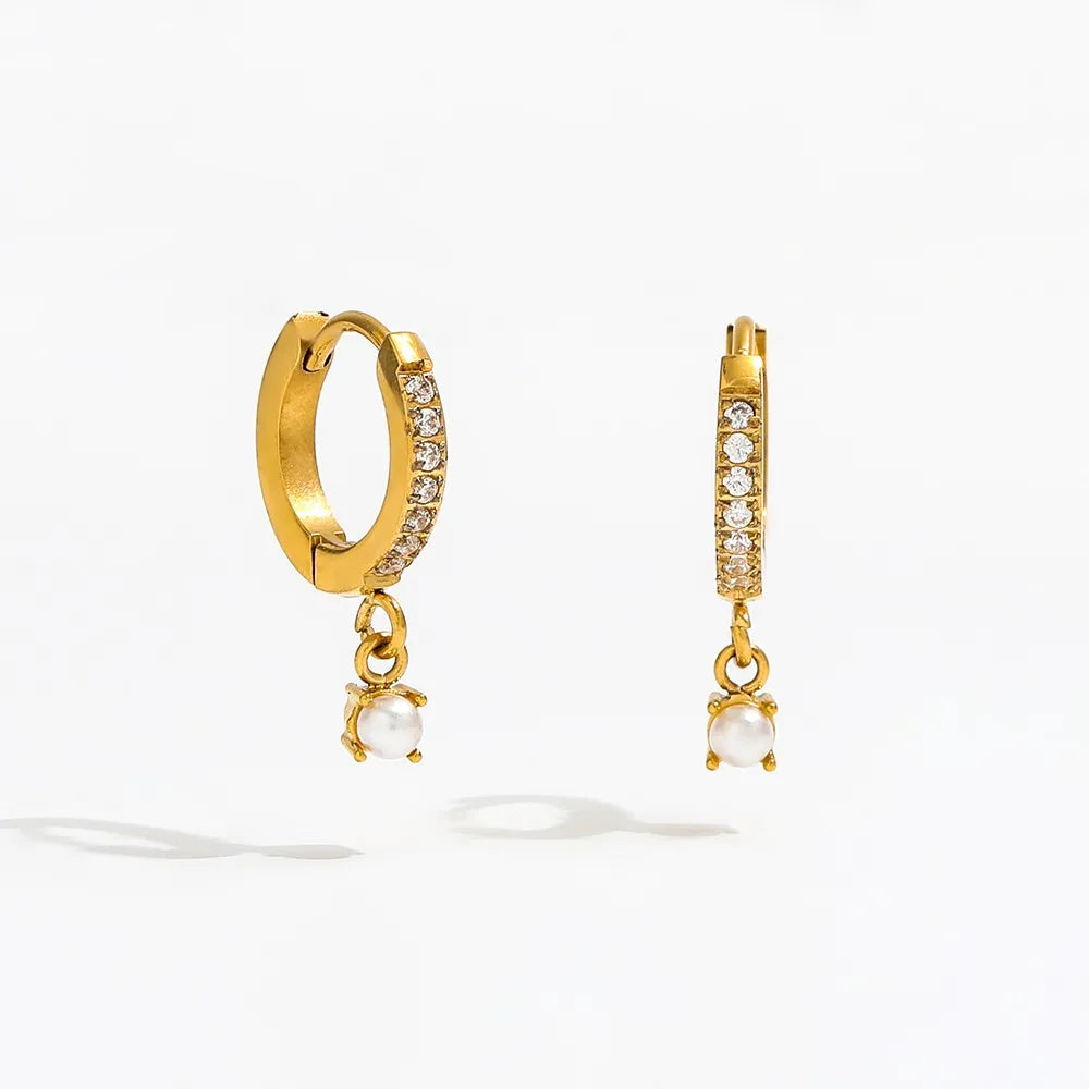 CZ Pave Huggie Earrings | 18K Gold Plated