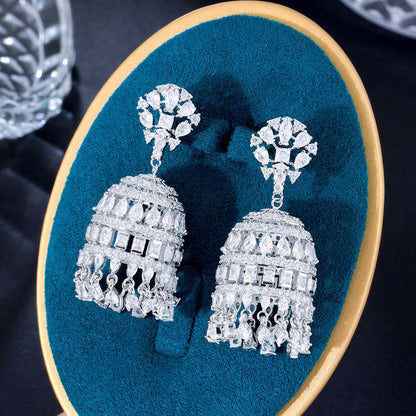 Chunky Cubic Zirconia Chandelier Earrings