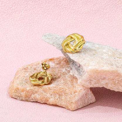 Twisted Stud Earrings | 18K Gold Plated