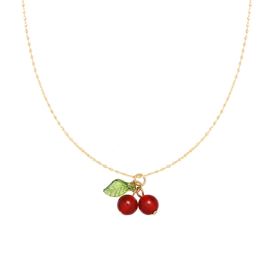Red Cherry Necklace | 18K Gold Plated