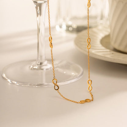 Infinity Sign Necklace and Bracelet | 18K Gold Plated