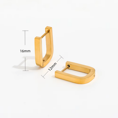 Rectangle Hoop Earrings | 18K Gold Plated