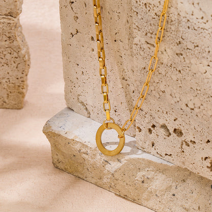 Circle Pendant Necklace | 18K Gold Plated
