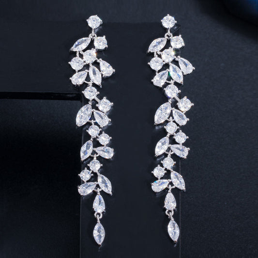 Leaf Dangle Earrings | Cubic Zirconia