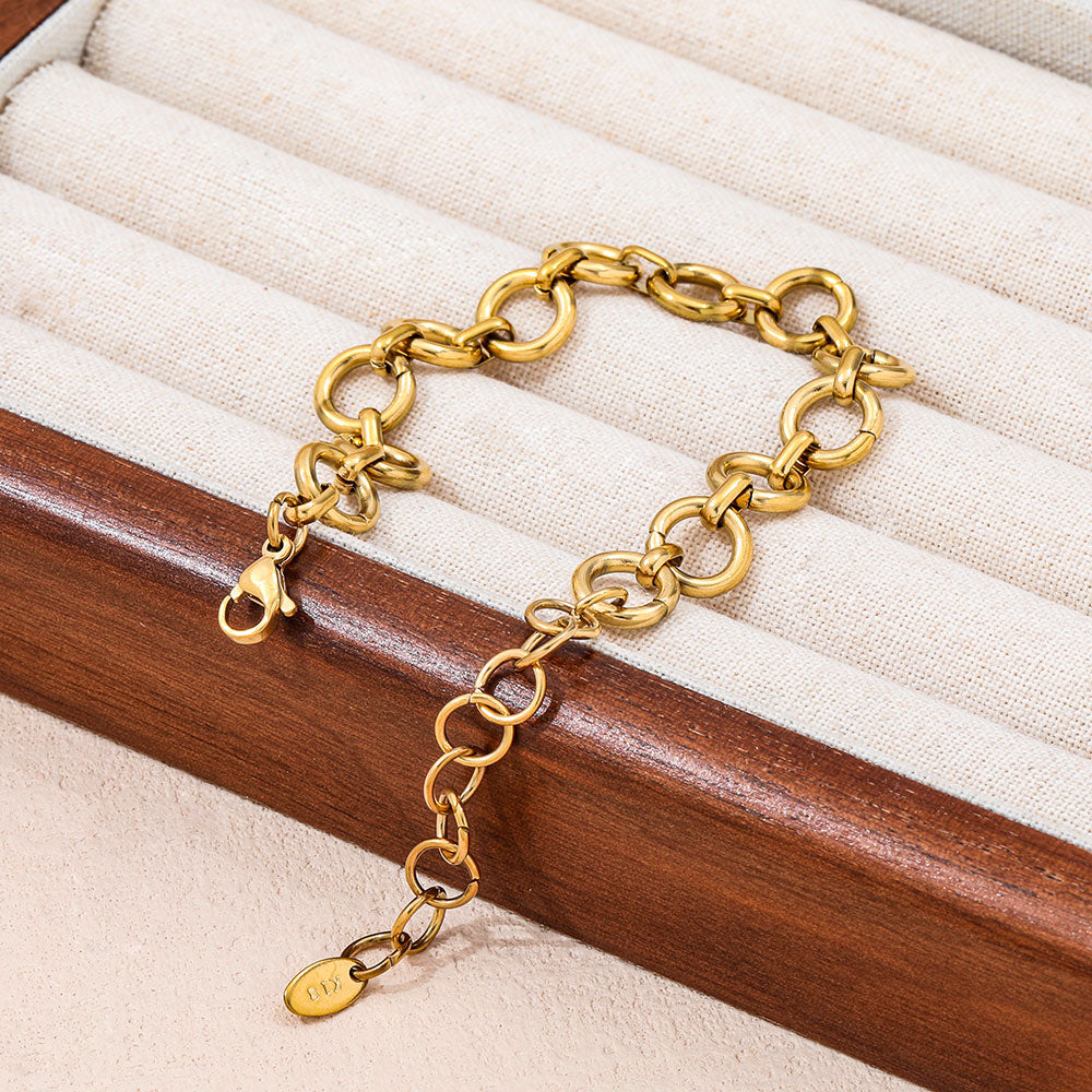Round Circle Chain Bracelet | 18K Gold Plated
