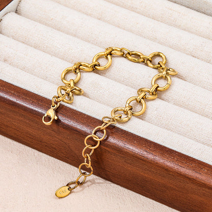 Round Circle Chain Bracelet | 18K Gold Plated