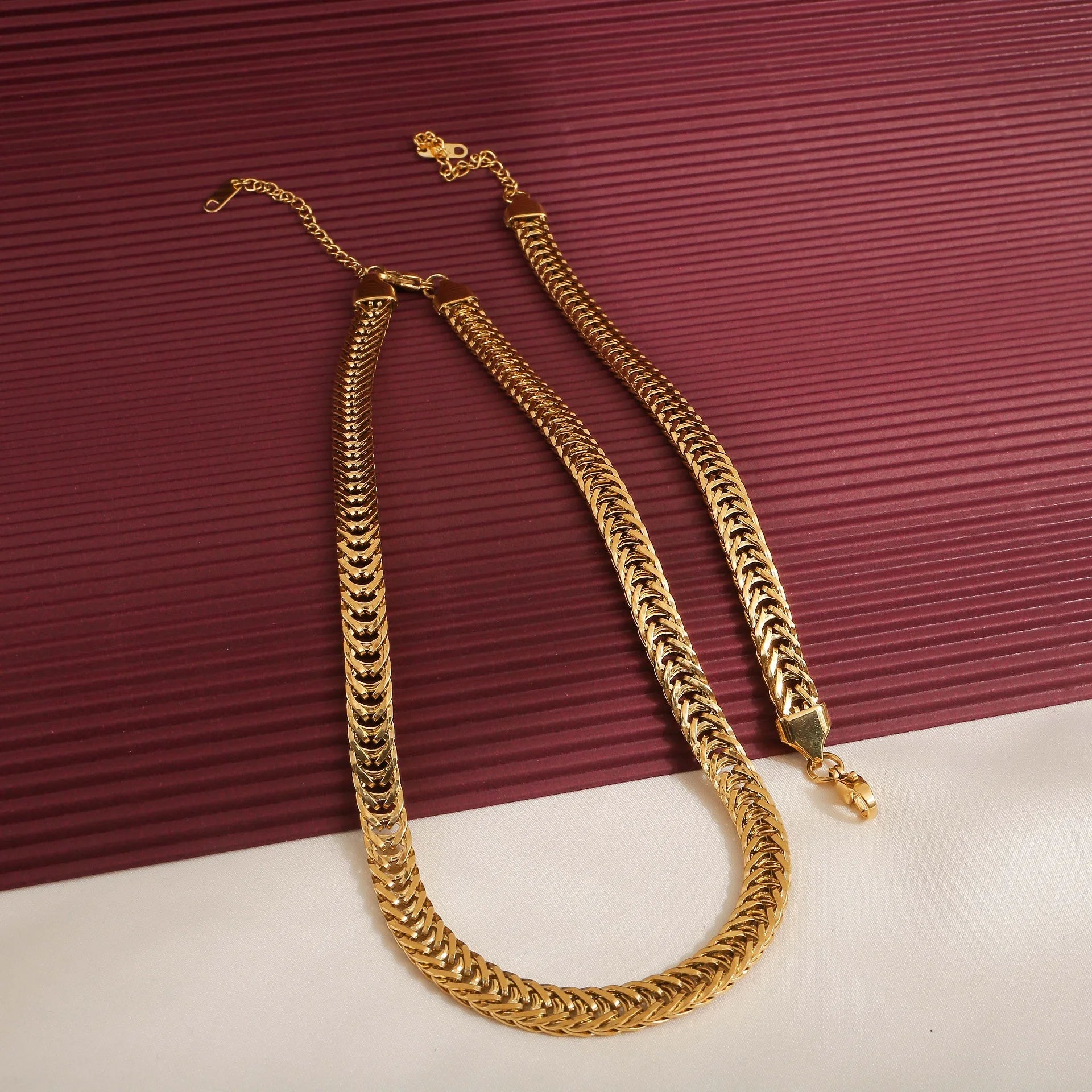 Chunky Knit Style Necklace and Bracelet