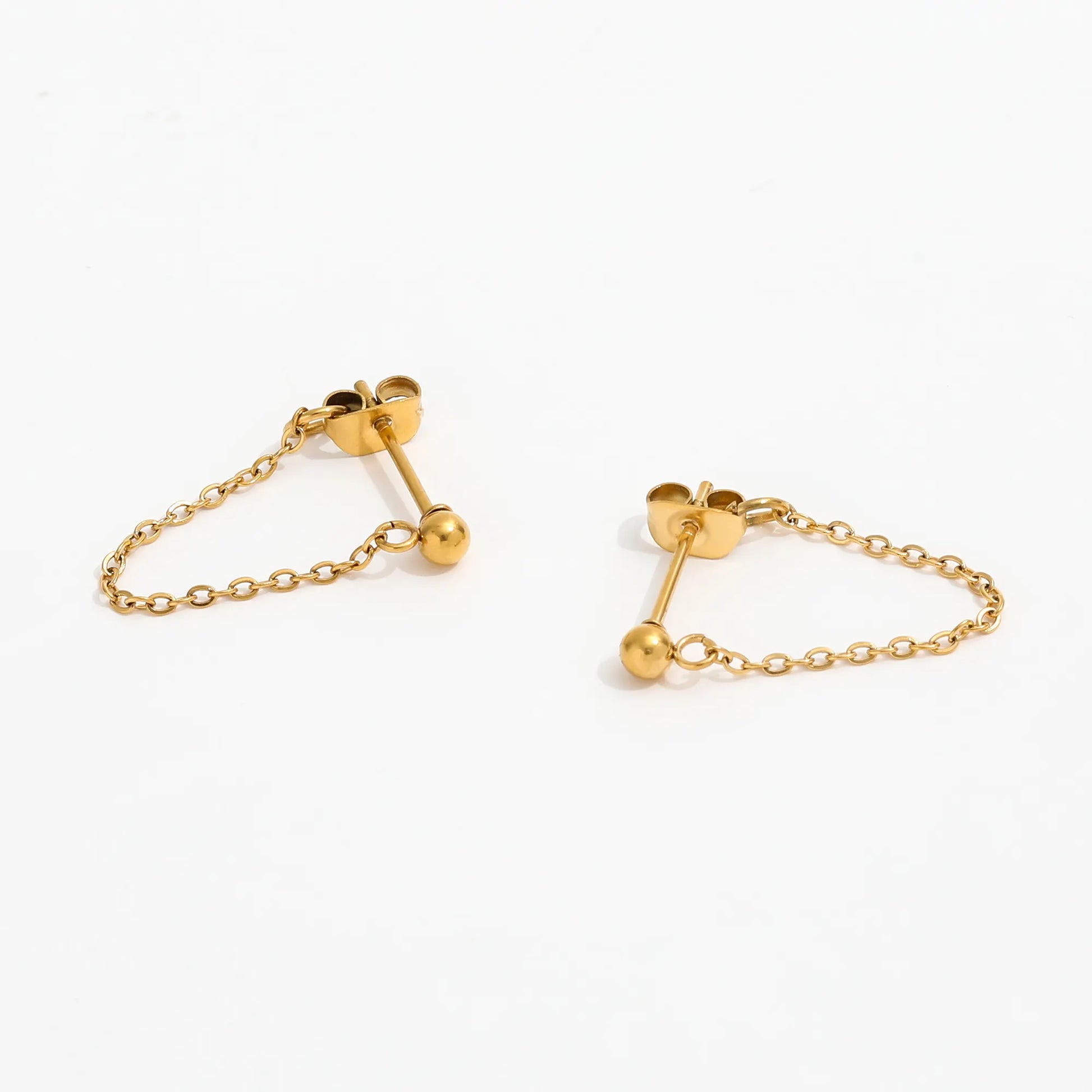 Chain Drop 18K Gold Plated Stud Earrings