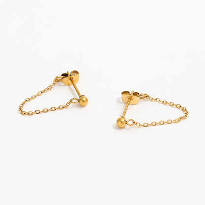 Chain Drop 18K Gold Plated Stud Earrings