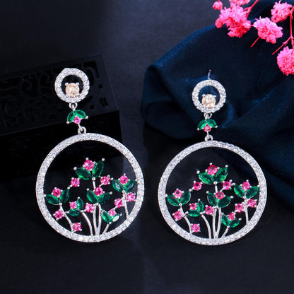 Flowers Pattern Round Earrings