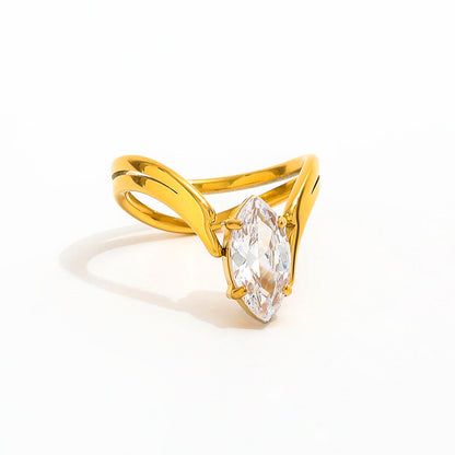 Double-layer CZ Ring | 18K Gold Plated