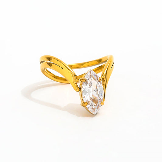 Double-layer CZ Ring | 18K Gold Plated