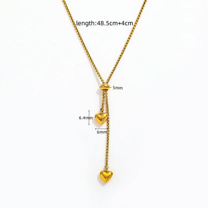 Heart Pendant Tassel Necklace | 18K Gold Plated