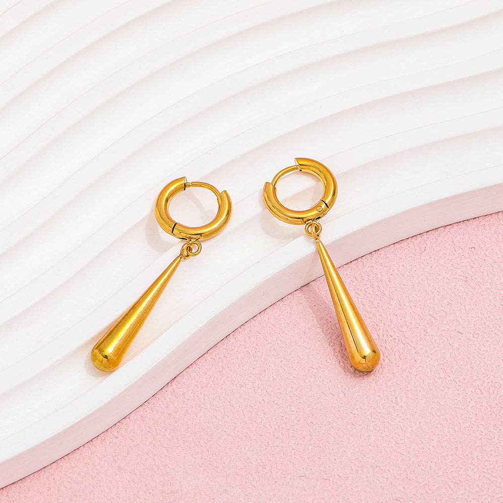 Water Drop Tassel Huggie Earrings | 18K Gold Plated