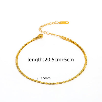 Double-Layer Bead Snake Chain Anklet | 18K Gold Plated