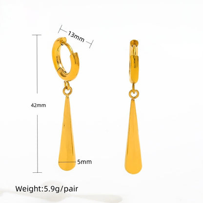 Water Drop Tassel Huggie Earrings | 18K Gold Plated
