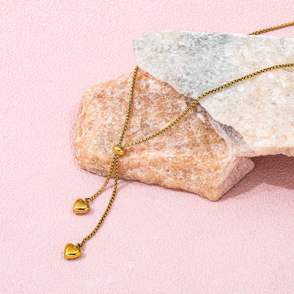 Heart Pendant Tassel Necklace | 18K Gold Plated