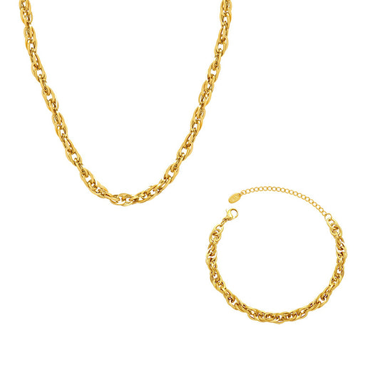 Link Chain Necklace and Bracelet Set