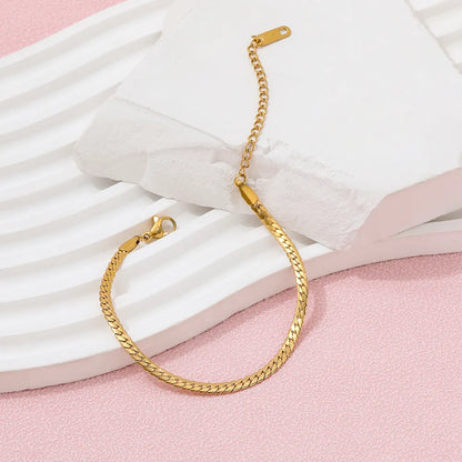 Herringbone 18K Gold Plated Chain Bracelet